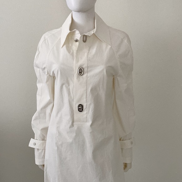 BOTTEGA VENETA MIDI SHIRT WOMEN'S LONG SLEEVE DRESS WHITE NEW - Picture 8 of 15